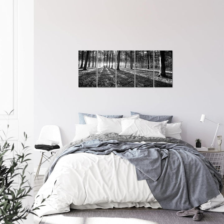 Runa Art Bild Wald Landschaft Wandbilder auf Vlies Leinwand 5 Teilig Wanddekoration Schlafzimmer Woh