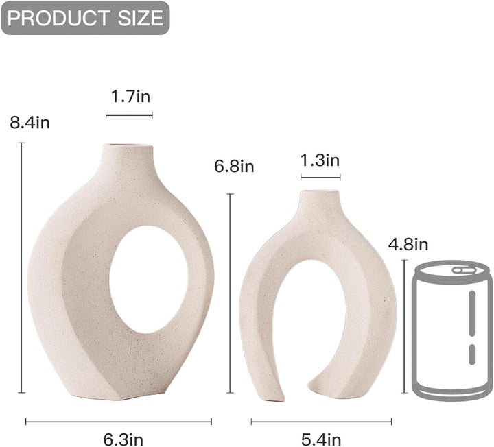 Levvohd Weisse hohle Keramikvase, 2er-Set, runde moderne Vase für nordische minimalistische Stildeko