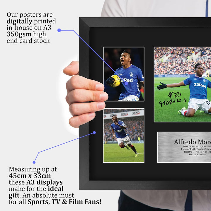 HWC Trading FR A3 Alfredo Morelos Rangers Geschenke Gedruckt, Signiert Autogramm Bild, Für Fussball-
