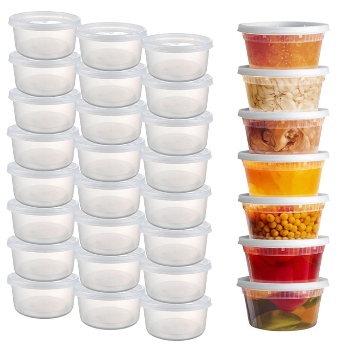 24 Sets Deli Container, 12oz&24oz, Kunststoffbehälter mit Deckel, Deli Cups & Food Container - BPA-f