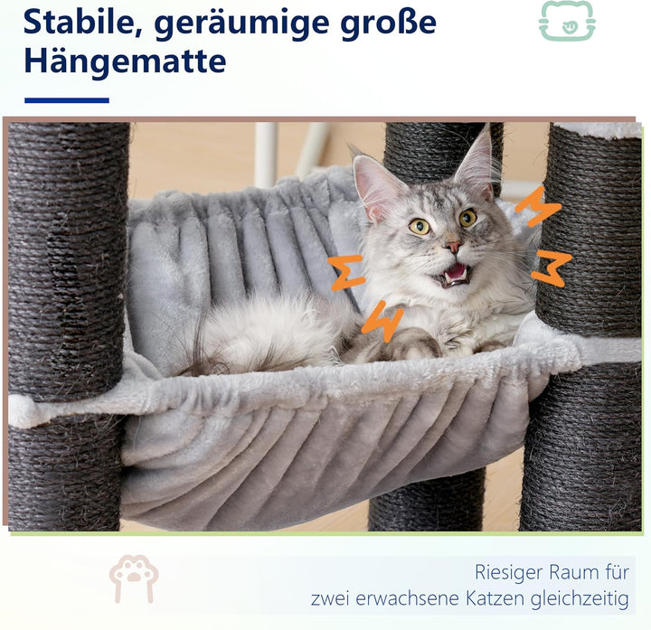 Hey-brother XXL Grosse Kratzbaum für Maine Katze, 168cm Katzenbaum für gross Katzen, mit übergrosser