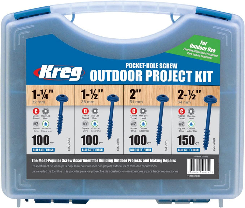 Kreg SK03B Blue Kote Pocket Hole Screw Outdoor Projekt Kit