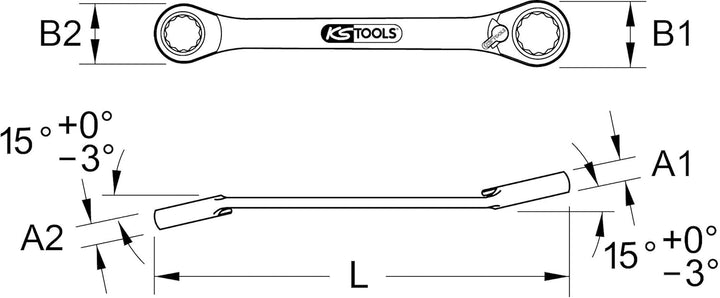 KS Tools 503.4578 GEARplus Doppel-Ratschenringschlüssel umschaltbar 17x19mm, 17x19mm