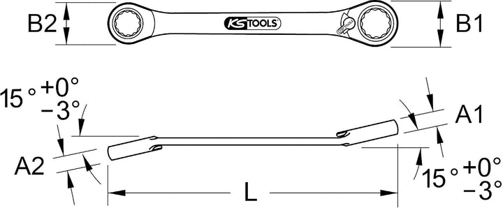 KS Tools 503.4575 GEARplus Doppel-Ratschenringschlüssel umschaltbar 12x13mm, 12x13mm