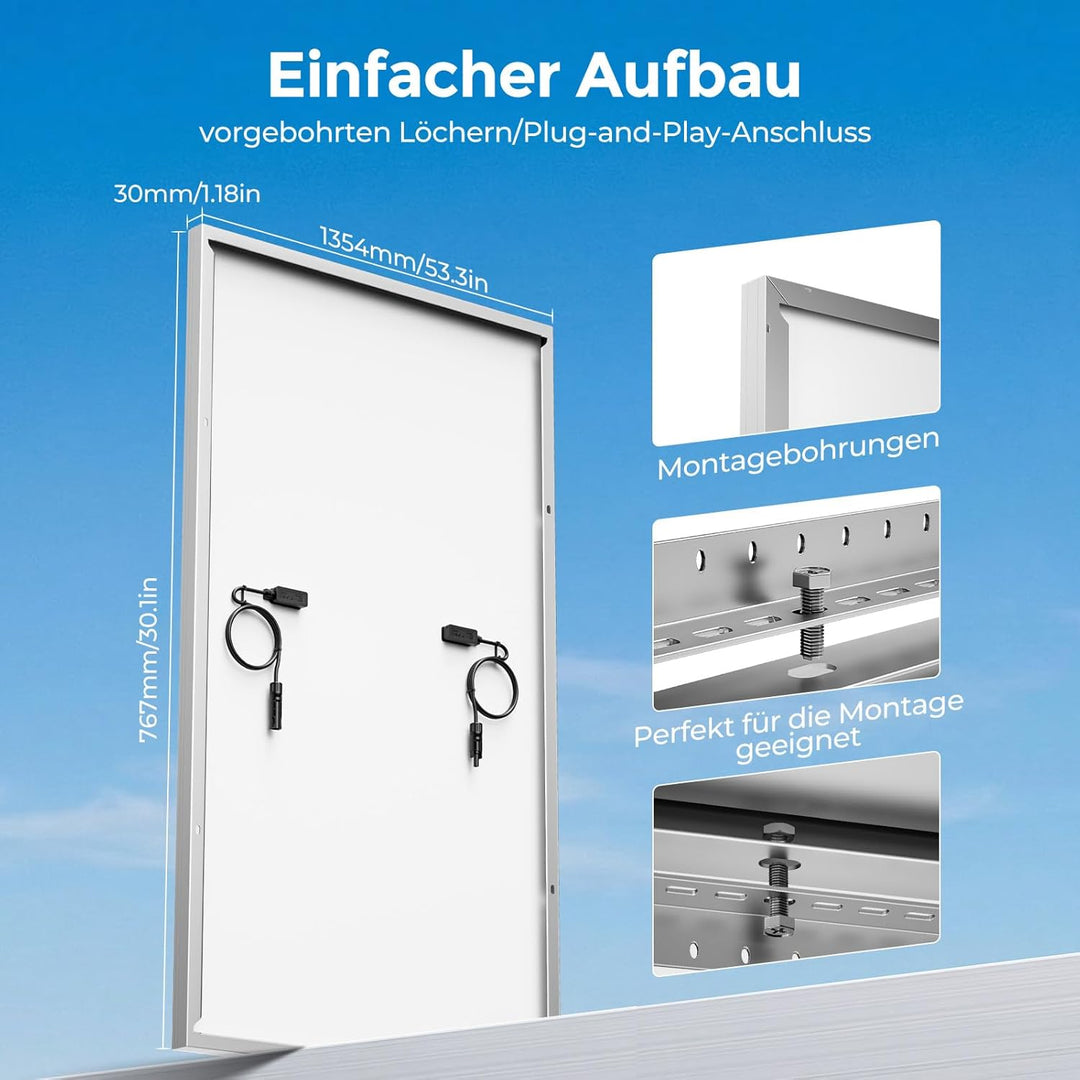 300W Solarpanel 12V Monokristallines Solarmodul, PV-Modul 25% Hoch-Effizienz solar panel für Wohnwag
