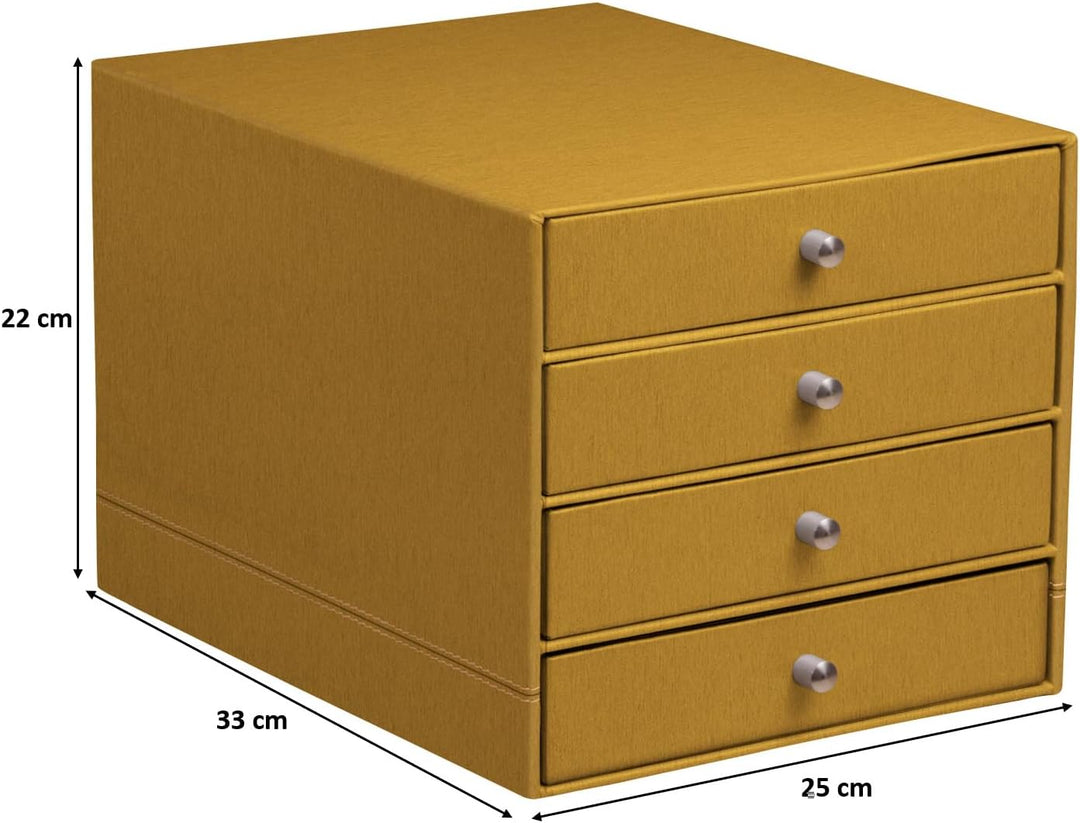 Rhodia 194568C - Schubladenbox mit 4 Laden, 24, 8x32, 7x22, 8 cm, aus Kunstleder, elegant und prakti