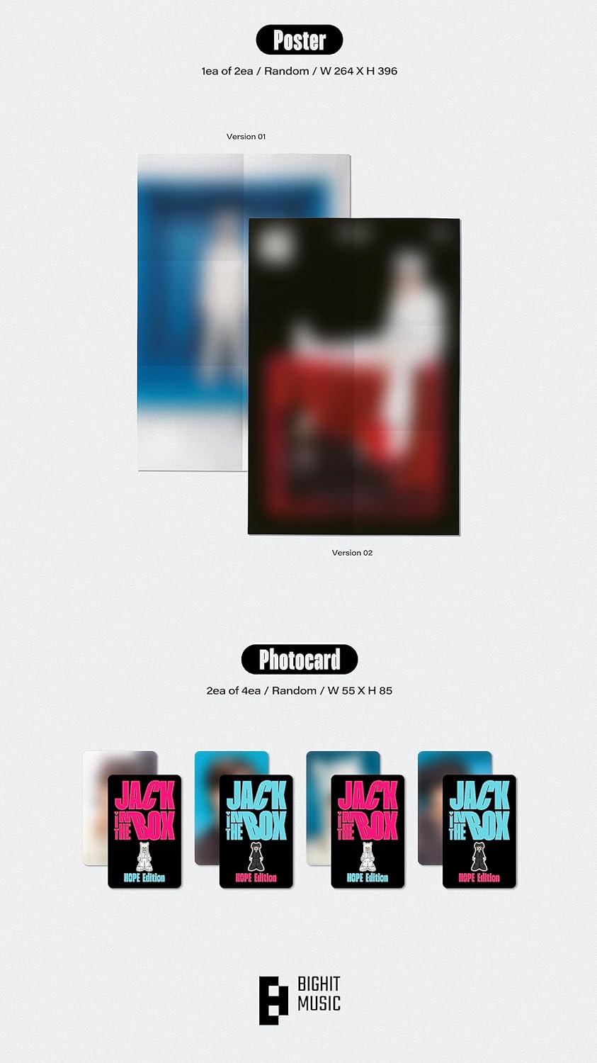 BTS J-HOPE JACK IN THE BOX 1st Album HOPE Edition Poster on pack+Photobook+Lyric book+Paper+Sticker+