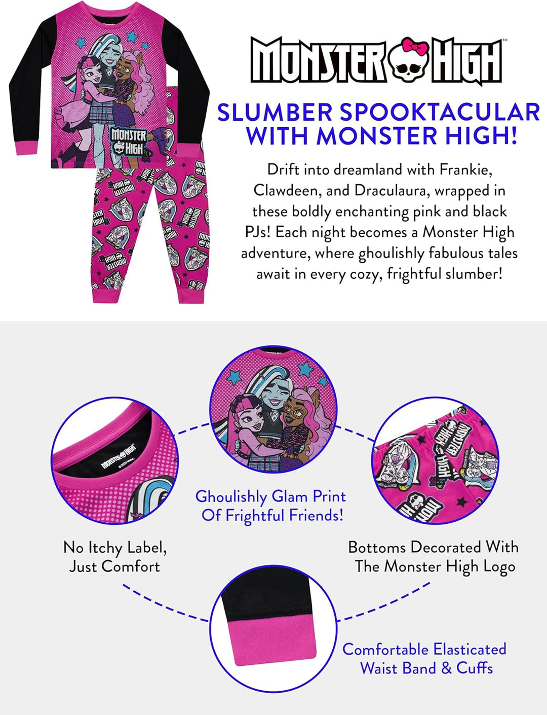 Monster High Schlafanzug | Draculaura Mädchen Schlafanzug | Kinder-schlafanzüge | Offizielles Mercha
