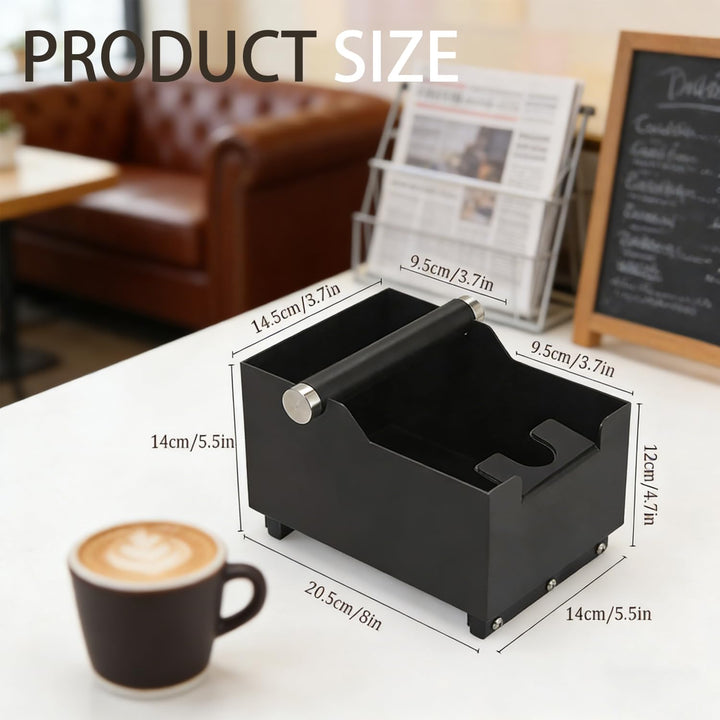 Schwarzer Edelstahl Knock Box, 2-in-1-Design, das eine Pressstation und einen Kaffee Abklopfbehälter