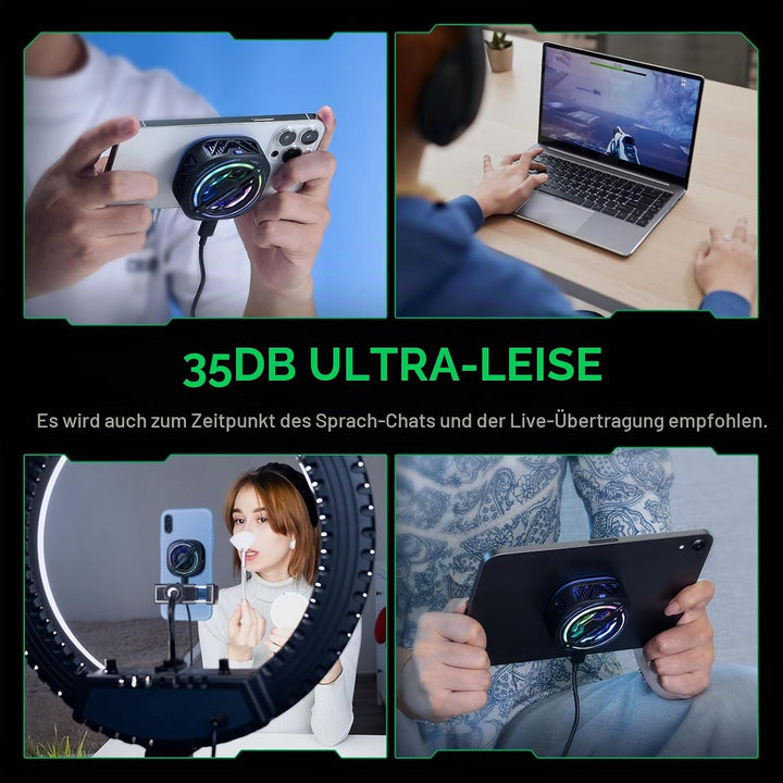 Black Shark Tragbarer magnetischer Handy Kühler für Gaming, geräuschloser Akku Schutz, 20 W Power-Tr