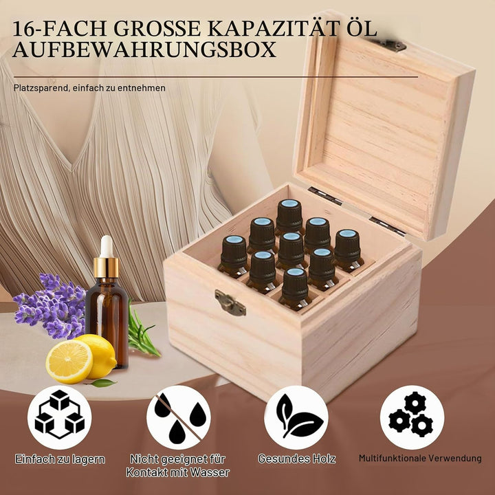 RoseFlower 16 Löcher Ätherisches Öl Aufbewahrungsbox Duftöle Display Ständer Behälter, Essential Oil
