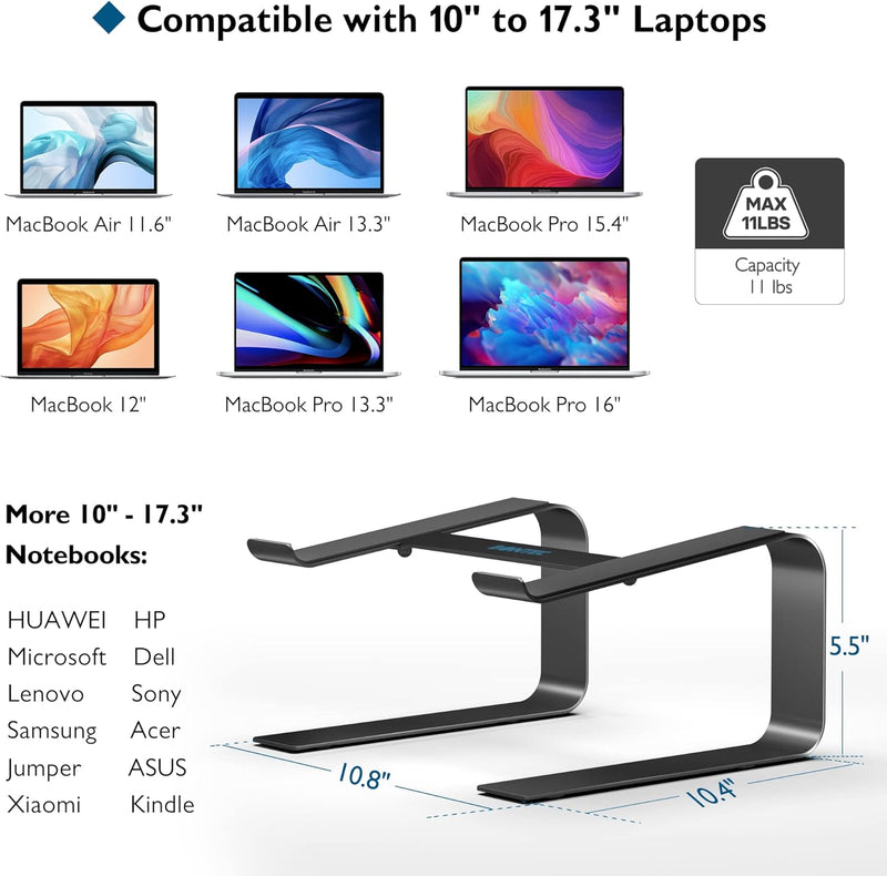 BONTEC Ergonomischer Laptop Ständer für Schreibtisch, Notebook-Ständer Kompatibel mit den meisten 10