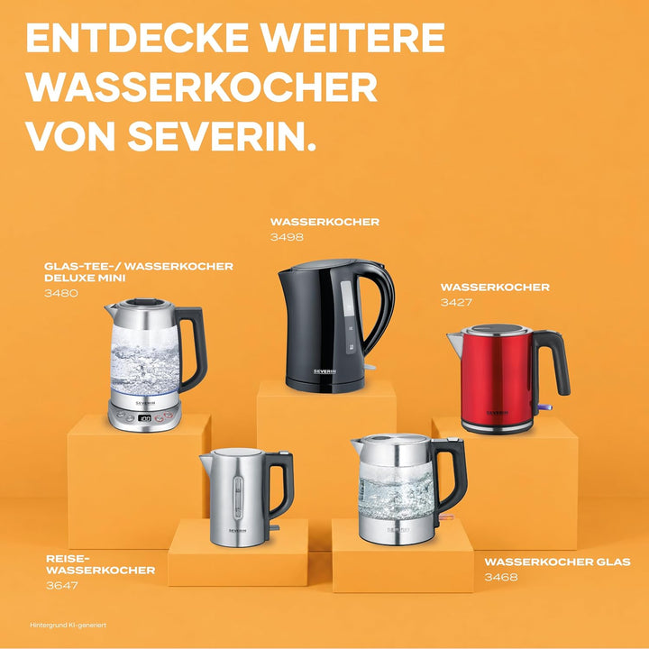 SEVERIN Wasserkocher 1,5 L, leistungsstarker und kompakter Wasserkocher in hochwertigem Design, elek