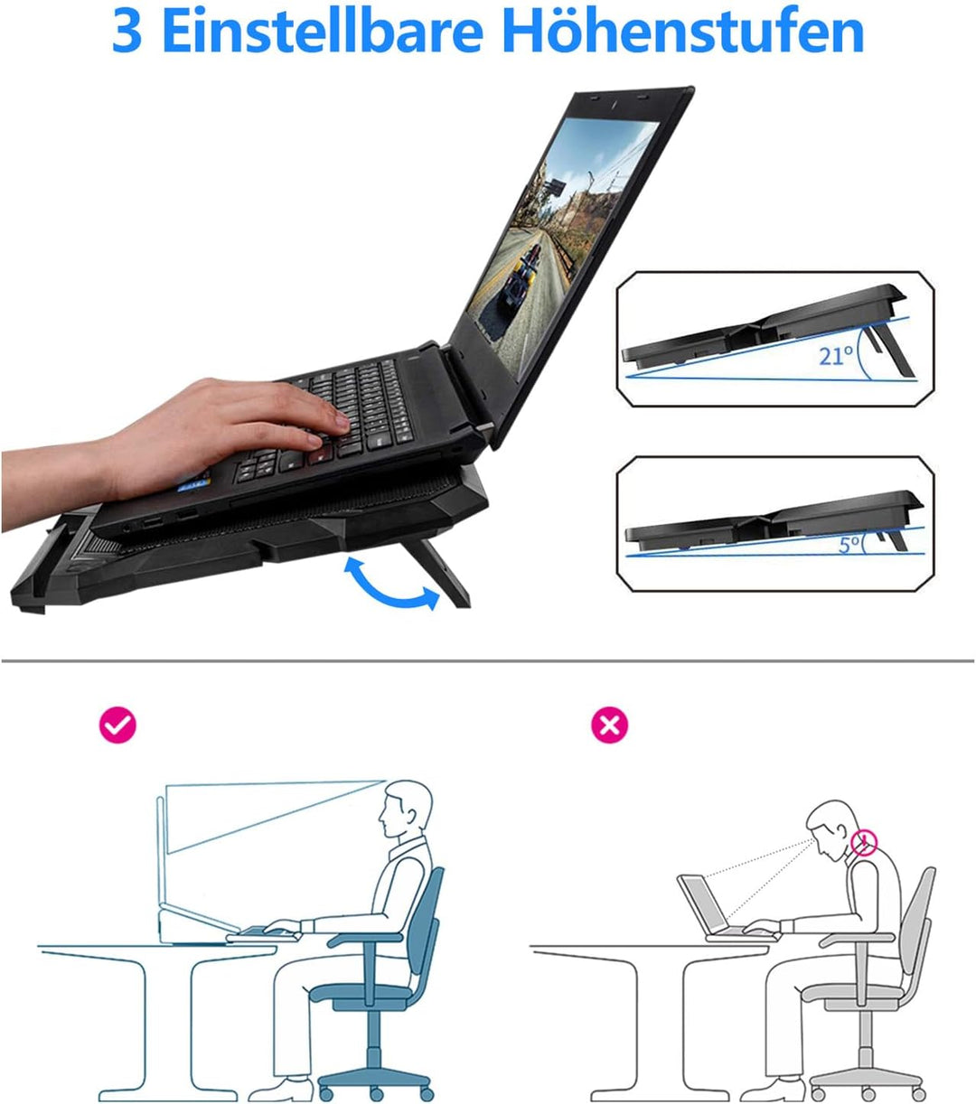 LIANGSTAR Laptop Kühler | Laptop Kühlpads für 12-17 Zoll Notebook | 6 Lüfter mit LEDs | 2200 RPM | G