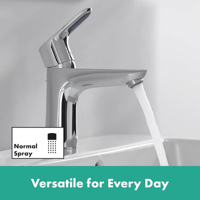 hansgrohe Waschtischarmatur Focus, Wasserhahn Bad mit Auslauf Höhe 100mm, mit Zugstange, Badarmatur