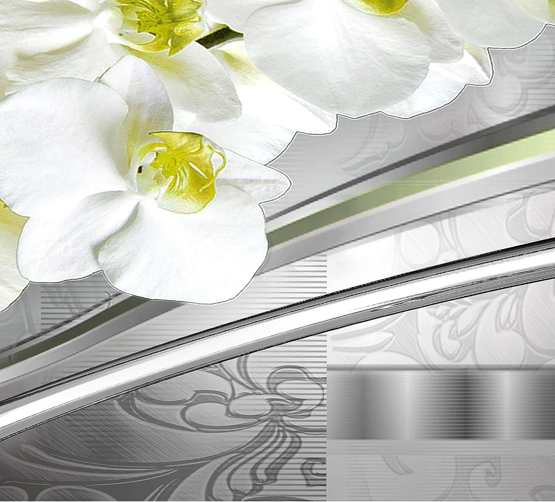 Runa Art Wandbilder Blumen Orchidee 5 Teilig Bild auf Vlies Leinwand Deko Wohnzimmer Abstrakt Grau G