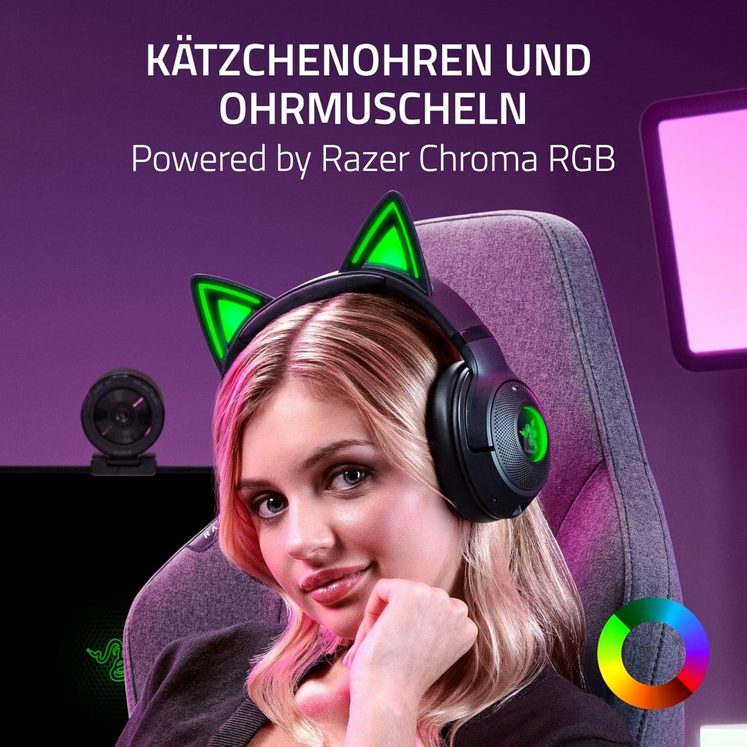 Razer Kraken Kitty V2 BT - Kabelloses Bluetooth RGB Headset mit Kitty Ears für Gaming und Streaming