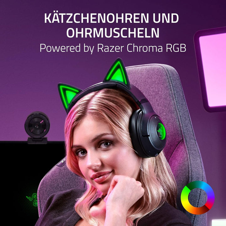 Razer Kraken Kitty V2 BT - Kabelloses Bluetooth RGB Headset mit Kitty Ears für Gaming und Streaming