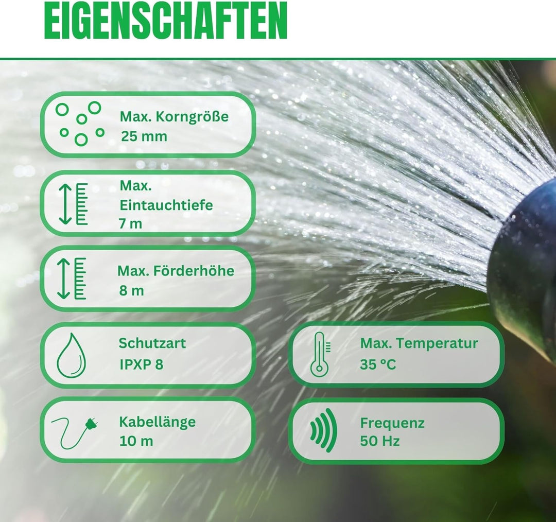 CHM GmbH® Tauchpumpe flachsaugend bis 1mm 250 Watt Flachsaugpumpe
