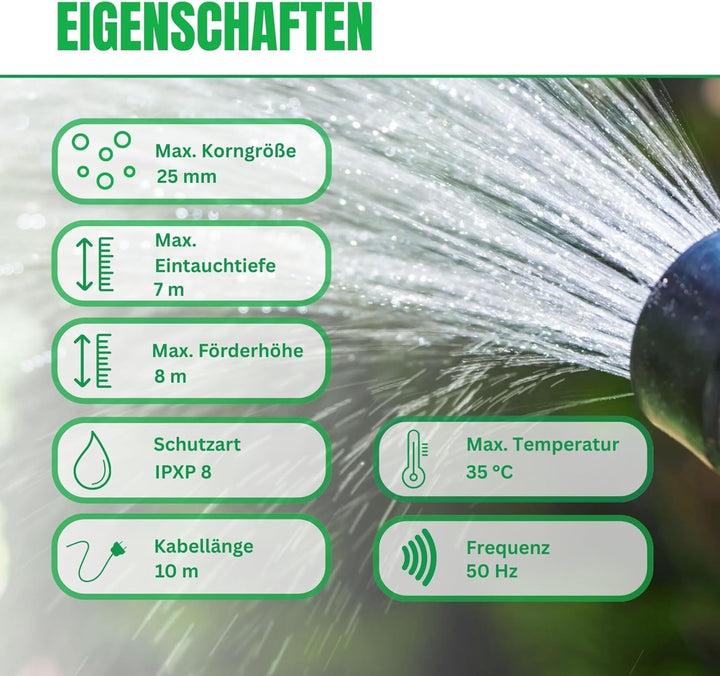 CHM GmbH® Tauchpumpe flachsaugend bis 1mm 250 Watt Flachsaugpumpe