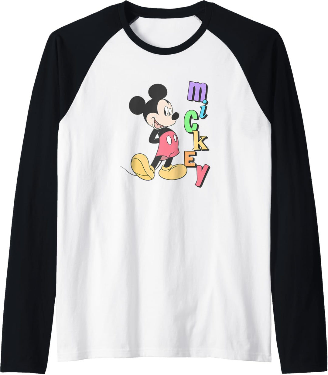 Disney Mickey Standing Next To Rainbow Name Raglan