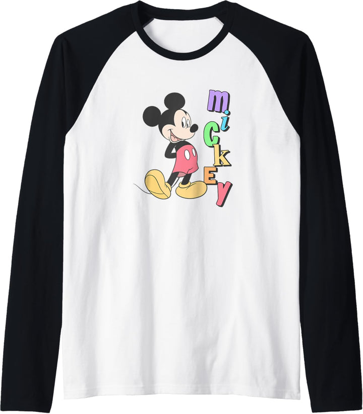 Disney Mickey Standing Next To Rainbow Name Raglan