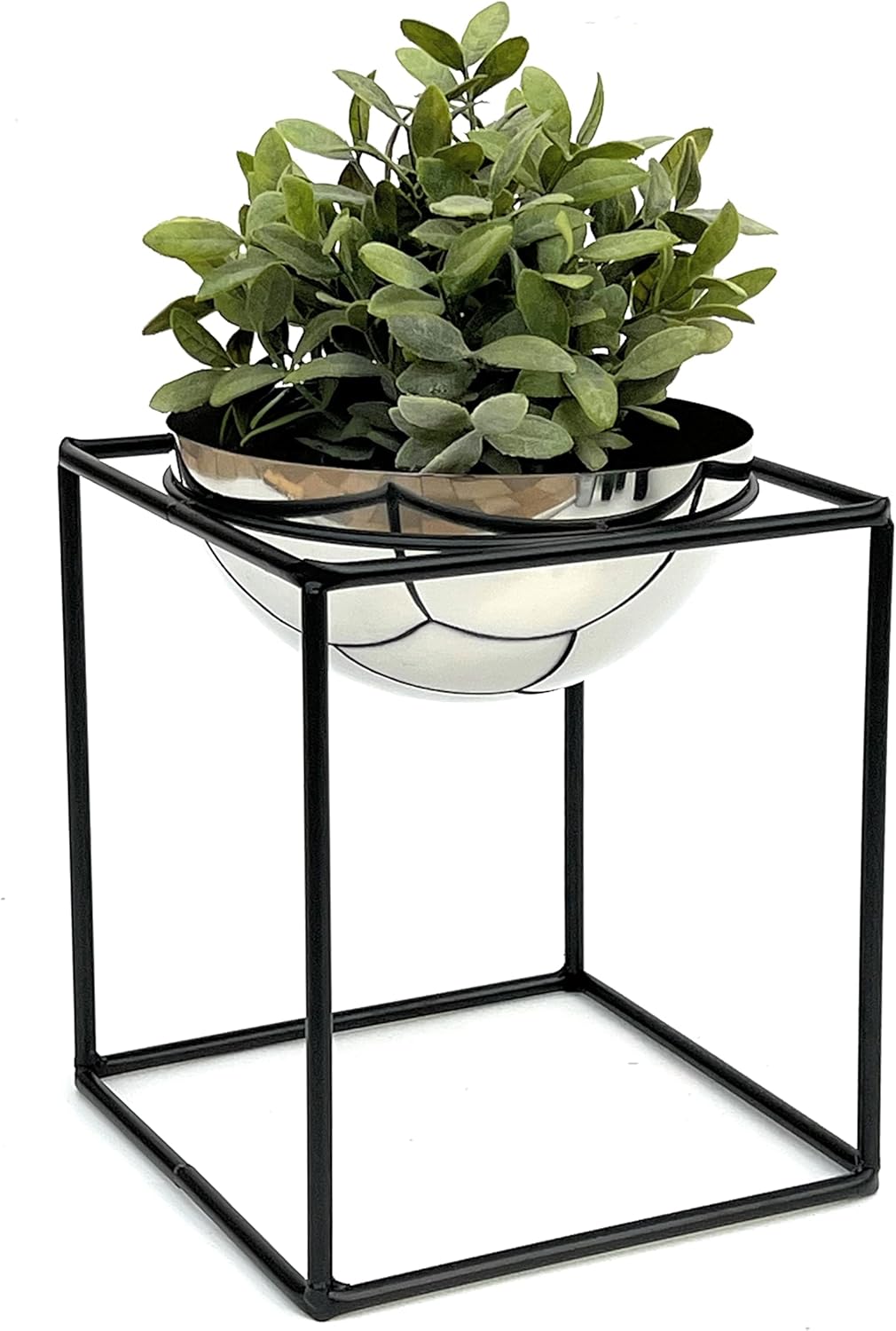 DanDiBo Blumenhocker Metall mit Topf Schwarz Silber 20-35 cm Blumenständer 96256 Blumensäule Modern