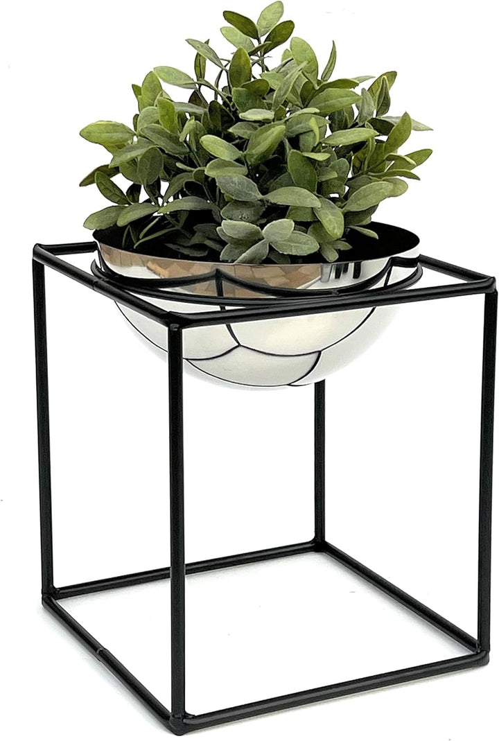 DanDiBo Blumenhocker Metall mit Topf Schwarz Silber 20-35 cm Blumenständer 96256 Blumensäule Modern