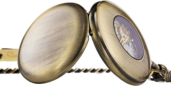 TREEWETO Antike Drache Mechanische Skelett-Taschenuhr mit Kette Bronze083, Bronze083