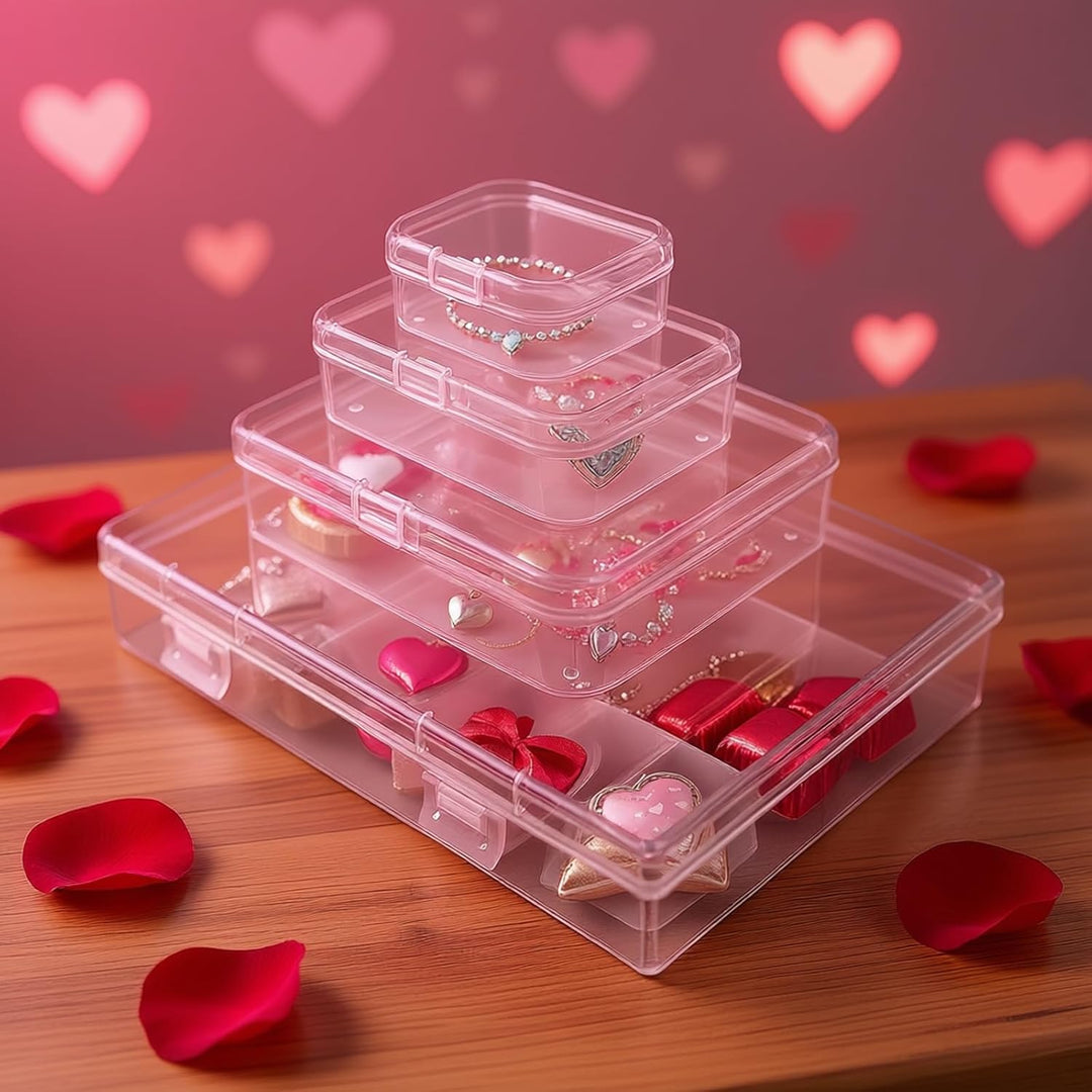 36 Stück gemischte Grössen rechteckige leere Mini-Organizer-Aufbewahrungsbox-Behälter mit Klappdecke