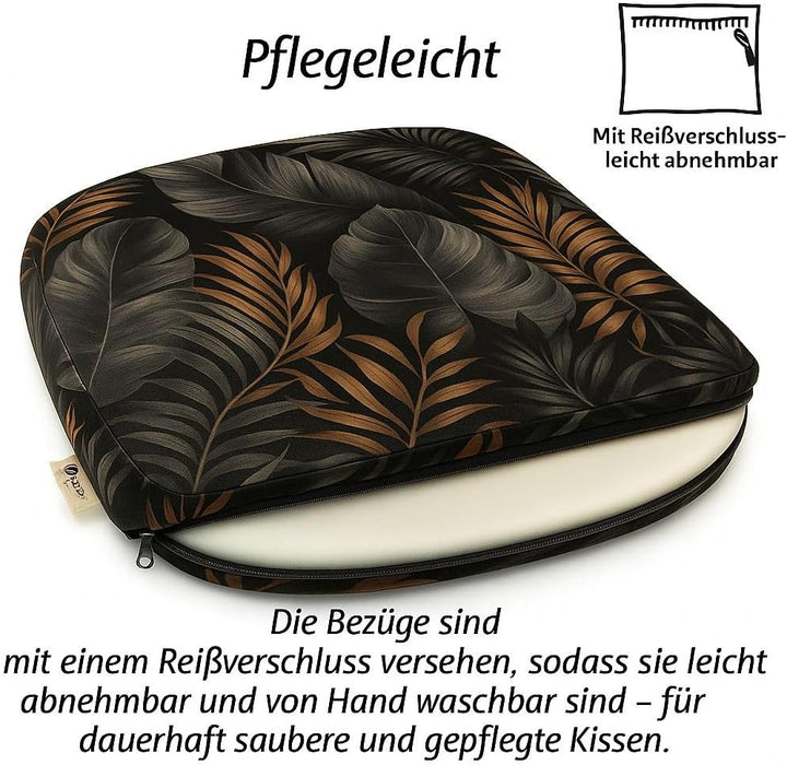 SILUK Sitzkissen 4er Set – Wasserdicht, Weich &amp; Dick, Abnehmbarer Bezug mit Reissverschluss, Outdoor