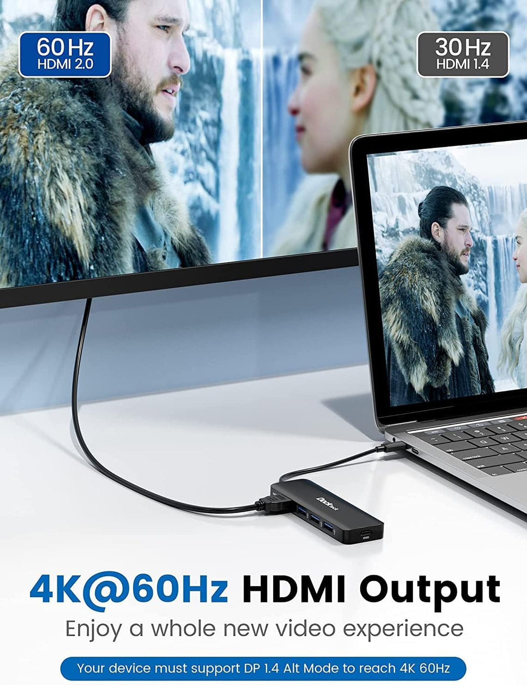 USB C Hub für MacBook Air M2, Dockteck 5 in 1 Dock USB C HDMI Adapter 4k 60hz, 3 USB-3.0, 100W PD fü