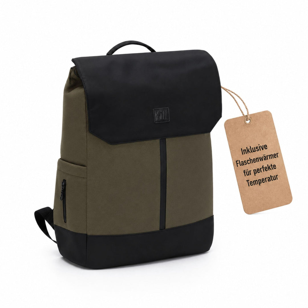 FILL Baby Wickelrucksack Exklusiv | Grosse Wickeltasche Mama Rucksack mit Flaschenwärmer und Wickelu