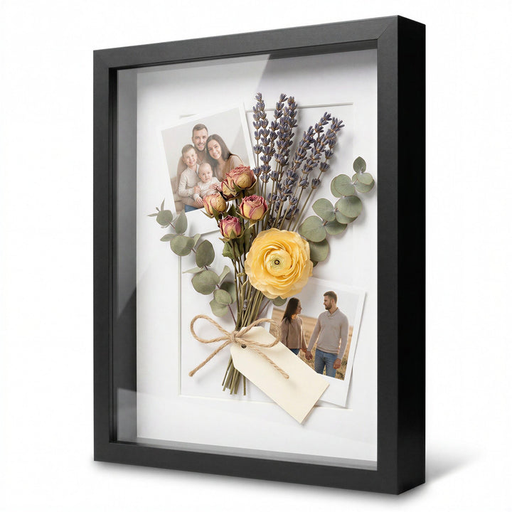 PHOTOLINI 3D Bilderrahmen zum Befüllen 30x40 Schwarz gross, 3 cm tiefer Objektrahmen mit Glas, tiefe