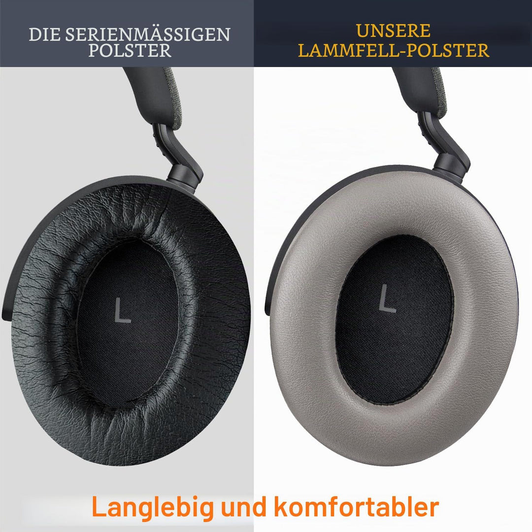 SOULWIT Lammfell Ersatz Ohrpolster für Sennheiser HDB 630/Momentum 5/Momentum 4 Wireless Kopfhörer,