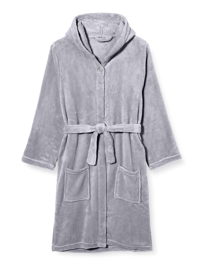 Playshoes Unisex Kinder Fleece-Bademantel Morgenmantel 122-128 Grau, 122-128 Grau