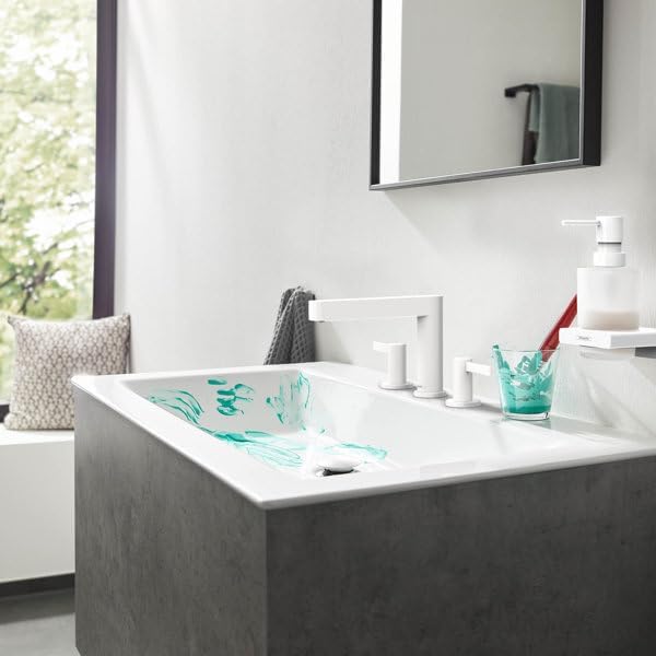 hansgrohe 3-Loch Waschtischarmatur Finoris, Wasserhahn Bad mit Auslauf Höhe 110 mm, mit Push-Open Ab