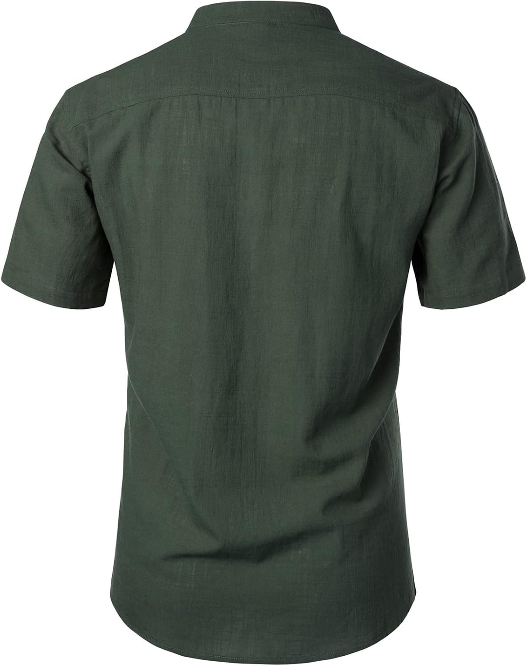 LucMatton Herren Casual Baumwolle Leinen Kurzarm Henley Hemd Sommer Leichte Strandtops mit Stehkrage