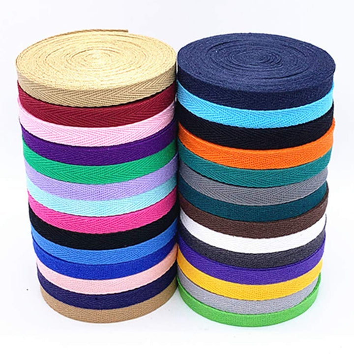 Baumwoll Gurtband 140m/28 Farben 10mm Nahtband Köperband Schrägband,28 Farben,Jede Farbe ist 5 Meter