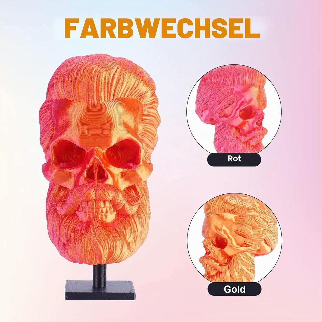 ERYONE Dual Zweifarbig PLA Filament 1.75mm, 3D Drucker Filament 1kg Spule +/- 0,03 mm, Seide Rot & G