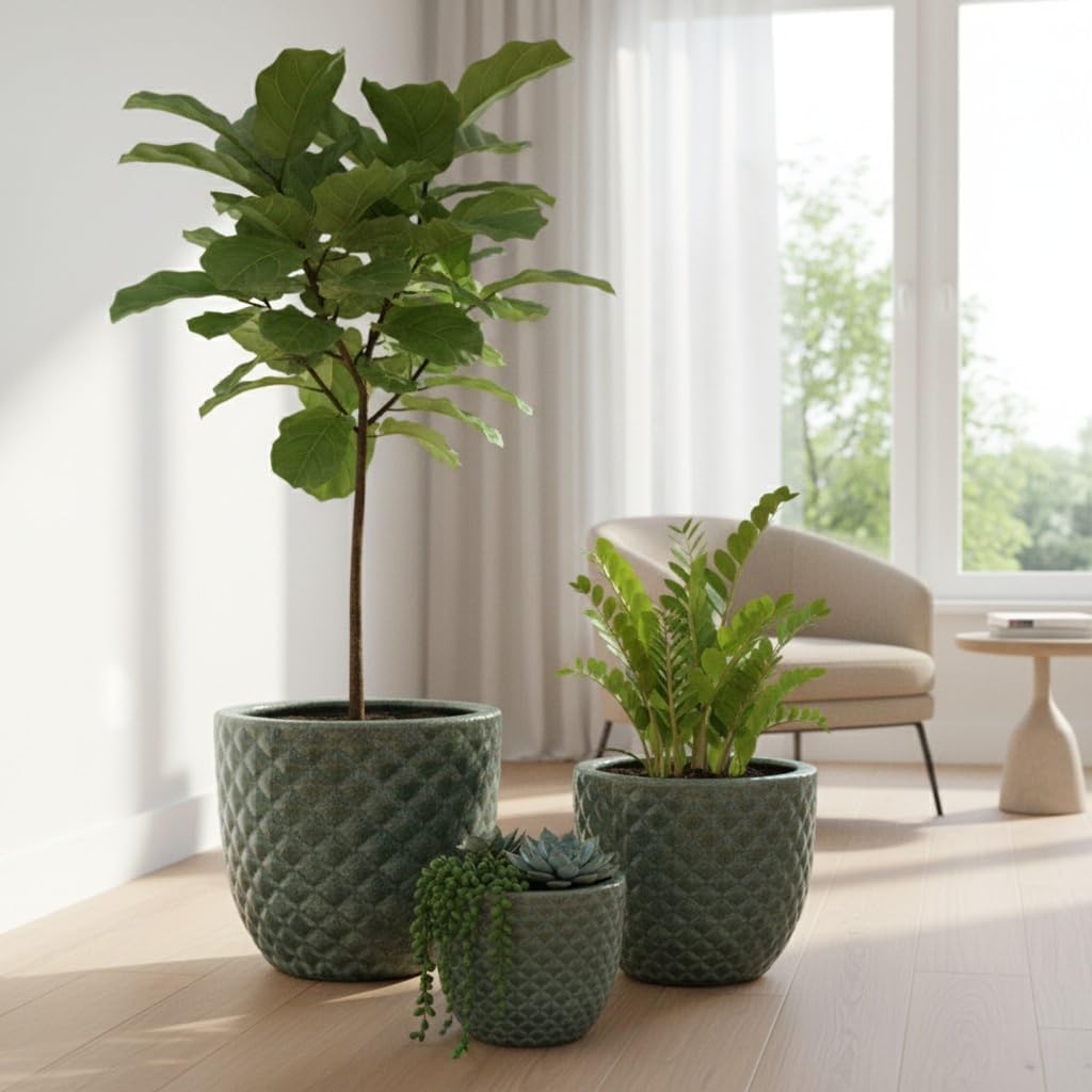 Teramico Frostfester Pflanzkübel aus Premium-Steinzeug | Glasierter Keramik-Pflanztopf in einzigarti