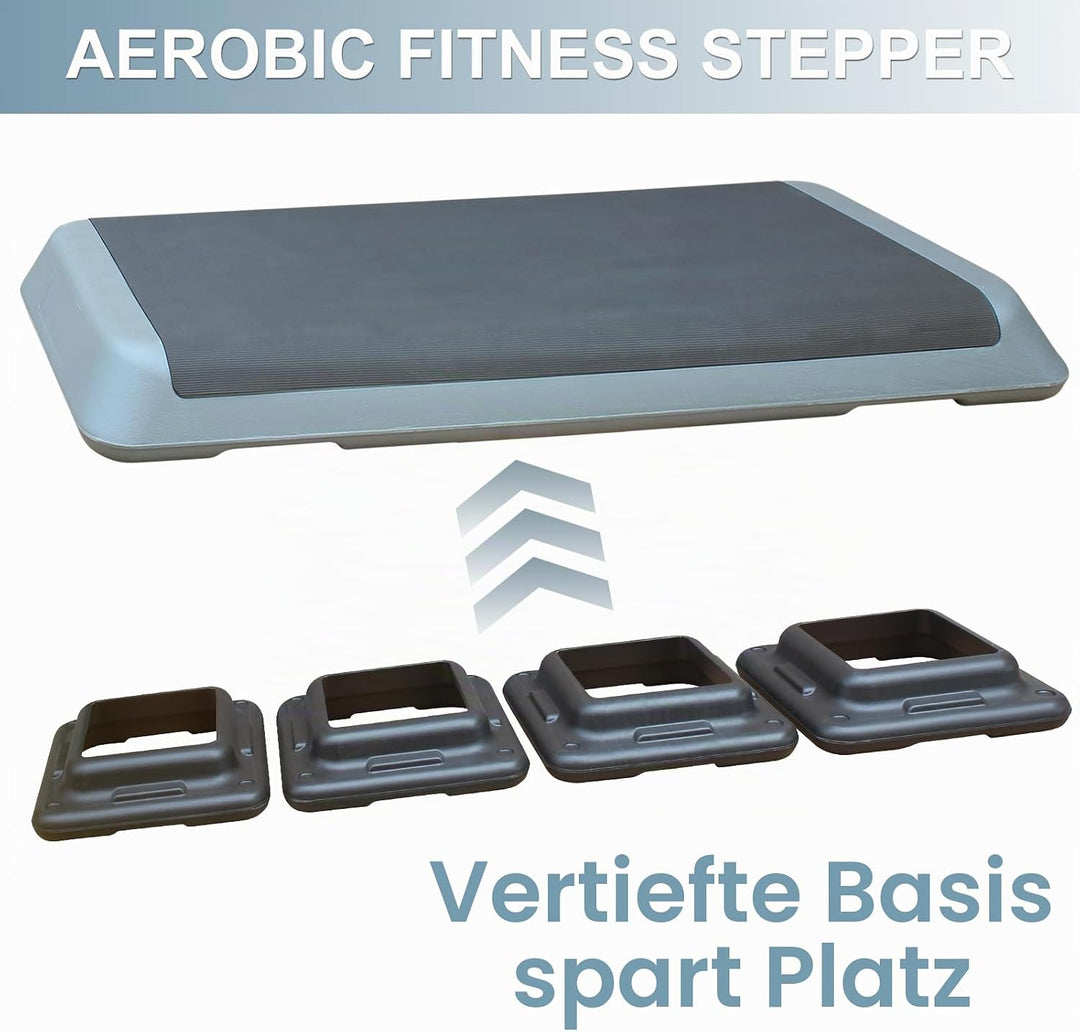 Aerobic Stepper 3-fach Höhenverstellbar Steppbrett 10/15/20 cm, Stepbench für zuhause bis 200 kg, Ru