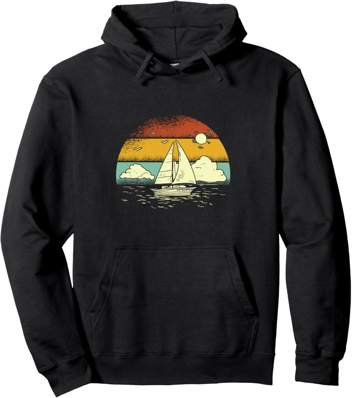 Segelboot Vintage Retro Sonnenuntergang Sunset Segler Segel Pullover Hoodie