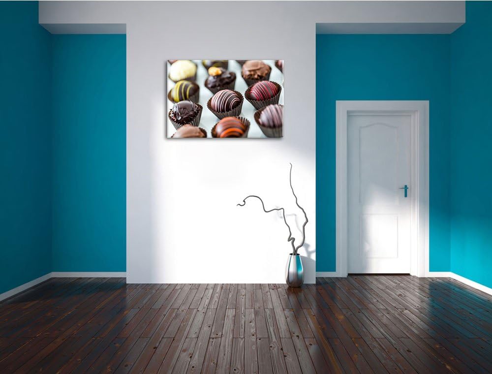 Pixxprint Süsse Pralinen Format: 100x70 auf Leinwand, XXL riesige Bilder fertig gerahmt mit Keilrahm