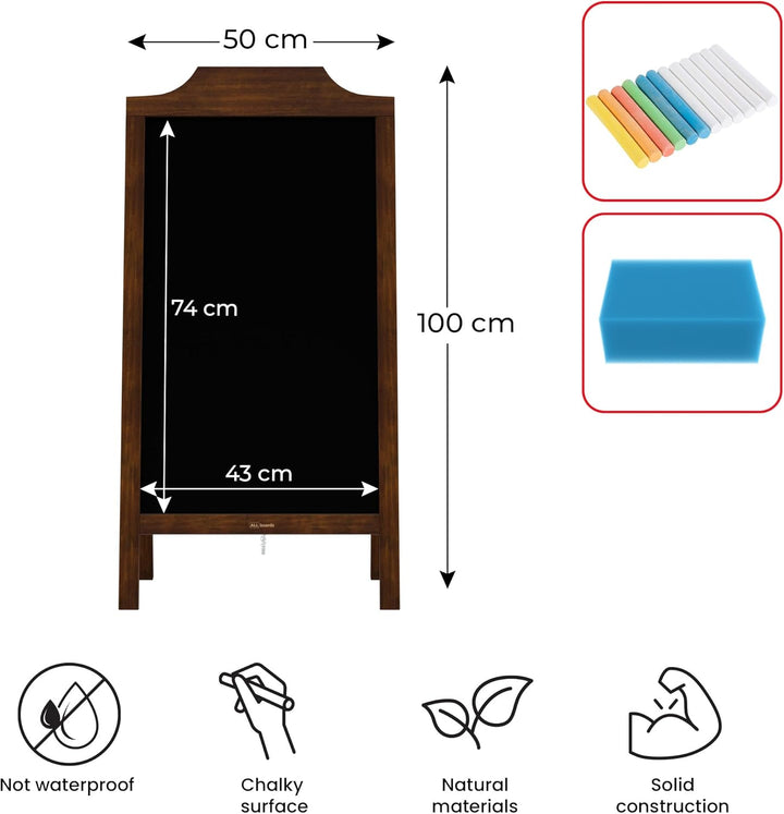 ALLboards Kundenstopper dekorativen Wellenform mit lackiertem Holzrahmen 100x50cm, Werbetafel, Gehwe