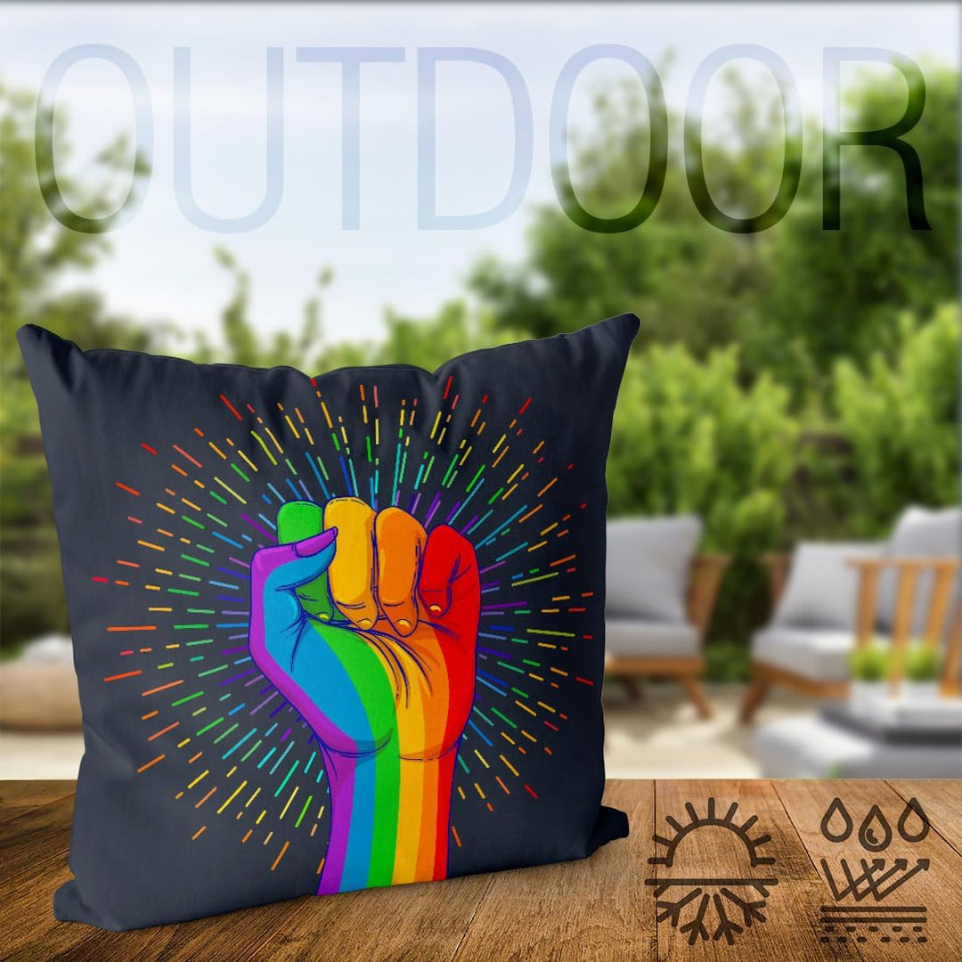 VOID Pride Power Regenbogen Kissenbezug Kissenhülle Polyester wasserfest Outdoor Indoor, Kissen Grös