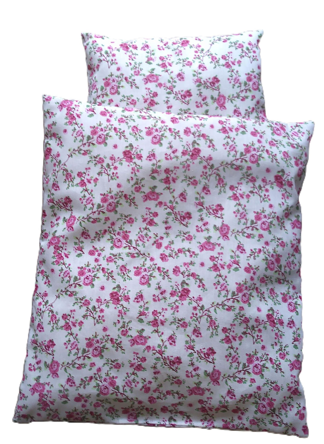 Puppenbettwäsche, Romance 2 teilig, Decke 33b x 37h/ Kissen 23b x 16h, Puppenwagen, Puppenbett, Wieg