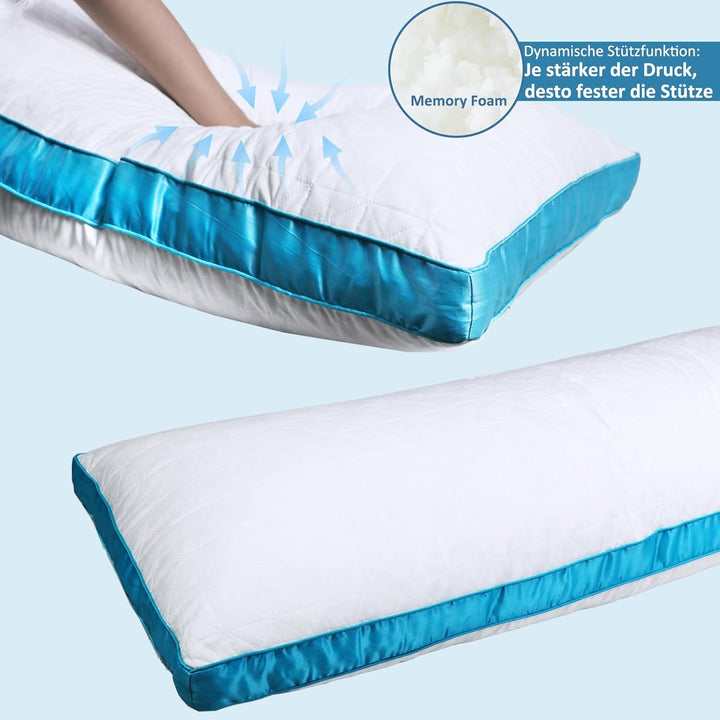 Flanhorest Memory Foam Seitenschläferkissen - 130x43cm Langes Kissen, 2kg Memory Schaum gefülltes We