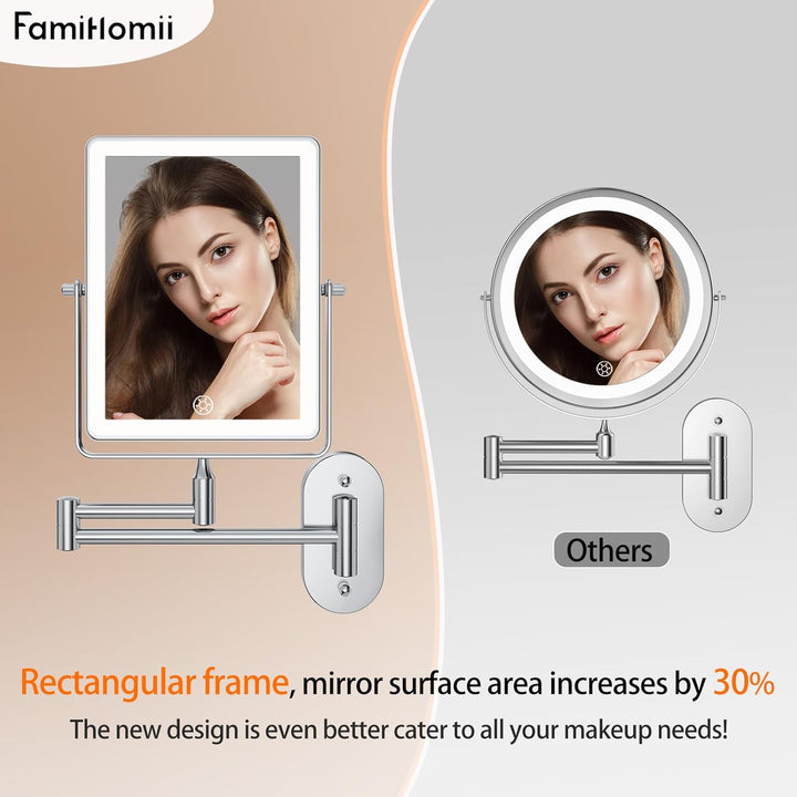 Famihomii 5000mAh Wiederaufladbar Kosmetikspiegel mit LED Beleuchtetung, Schminkspiegel mit 1-/30X V