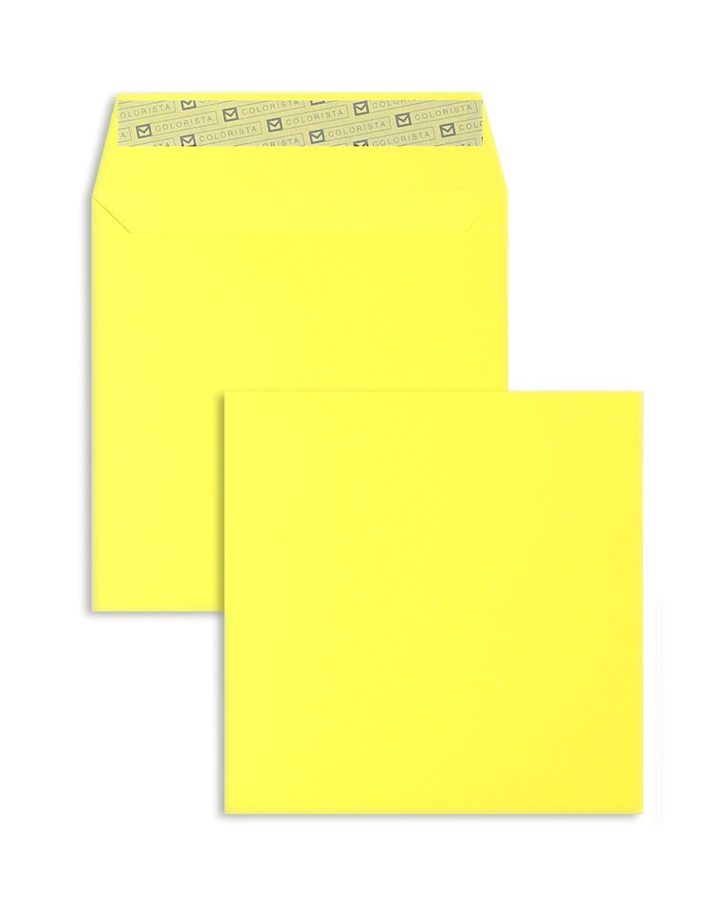 100 Stück, Farbige Briefumschläge, 160 x 160 mm, Haftklebung mit Abziehstreifen, Gerade Klappe, 130
